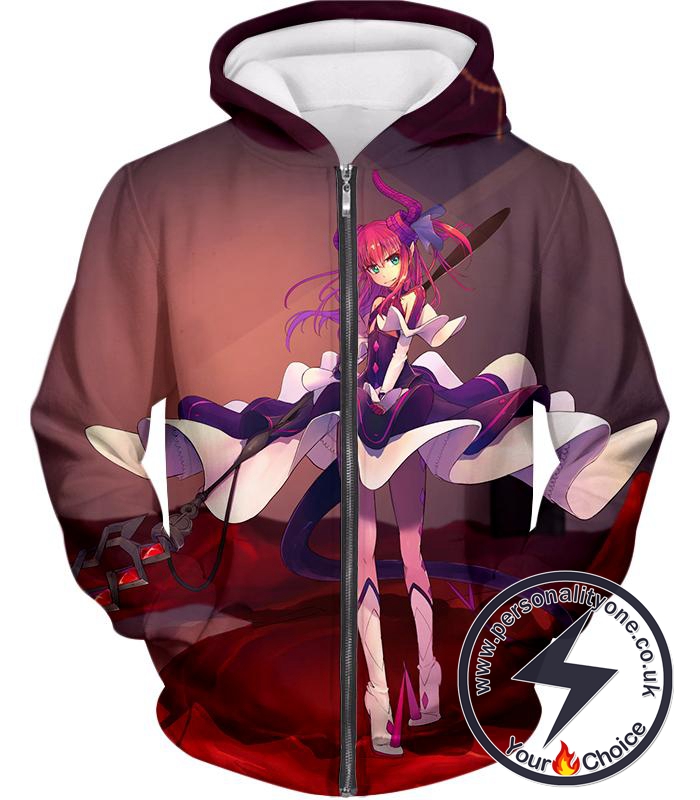 Fate Stay Night Cool Elizabeth Bathory Grey Action Zip Up Hoodie